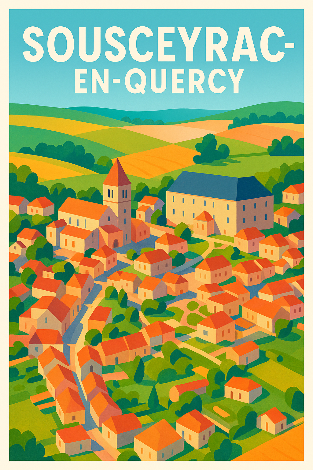 Affiche de Sousceyrac-en-Quercy - Charme et couleurs du Sud-Ouest