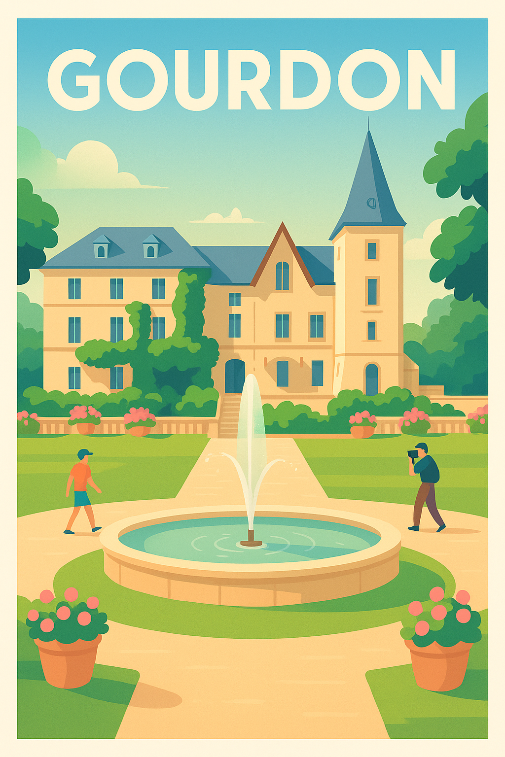 Affiche Gourdon — Élégance et Sérénité au Jardin Public · poster d'art de Gourdon