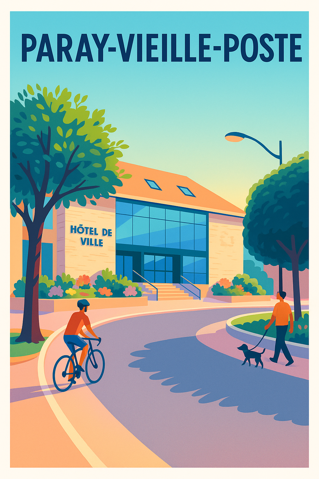 Affiche de Paray-Vieille-Poste - Une scène de vie paisible au cœur de la ville
