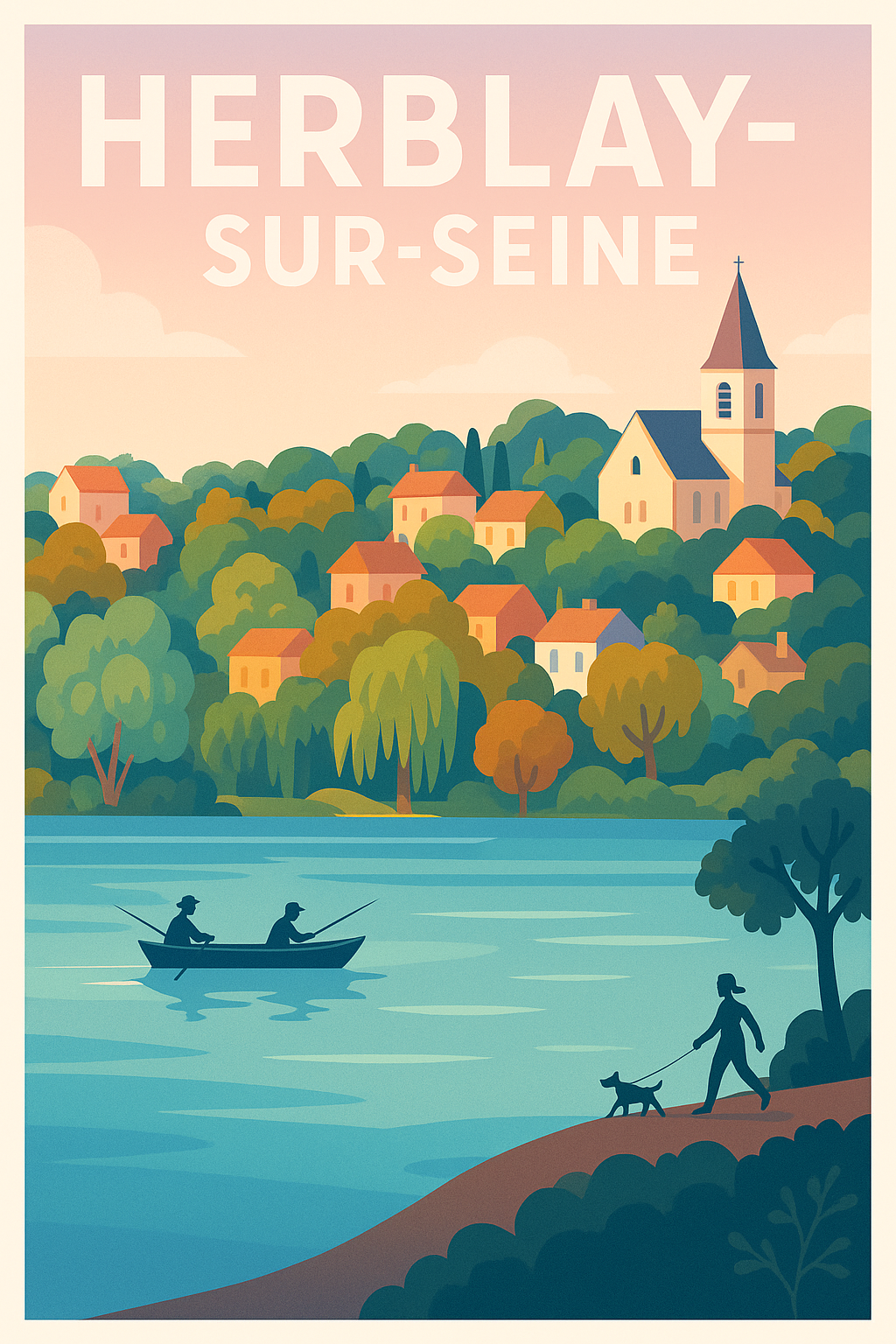 Affiche Herblay-sur-Seine — Évasion bucolique au fil de l'eau · poster d'art de Herblay-sur-Seine