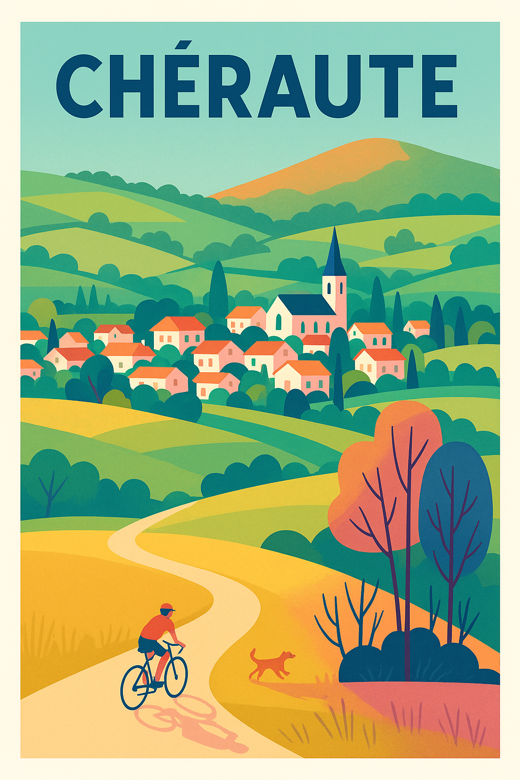 Affiche de Chéraute - Douceur et nature à vélo