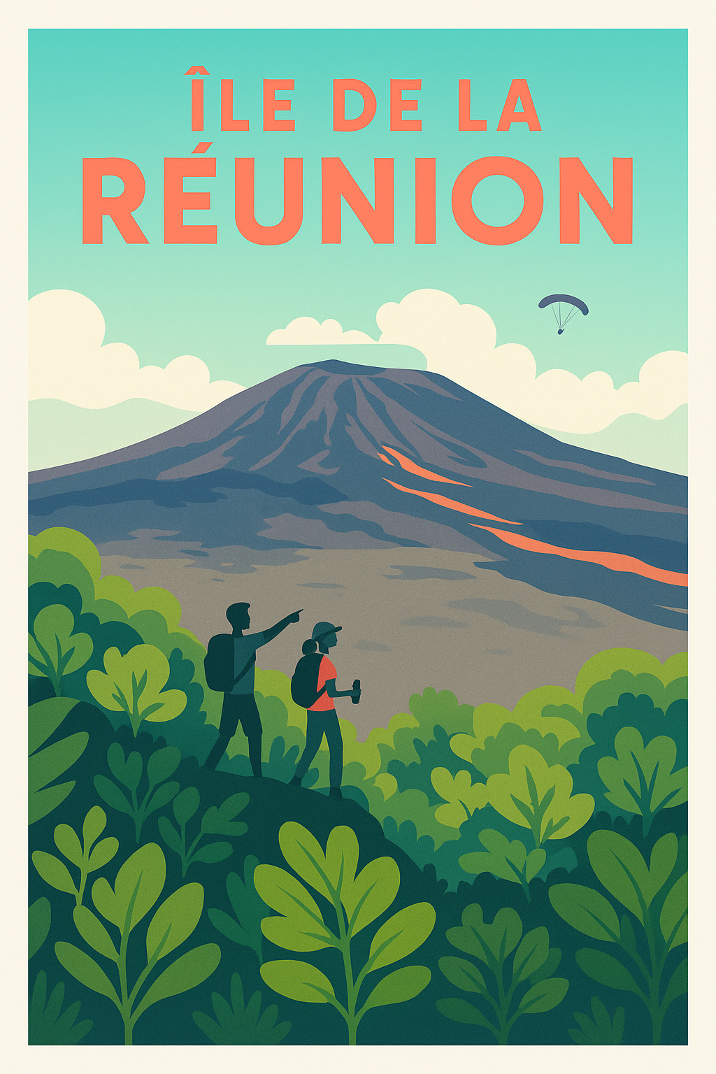 Affiche de Île de la Réunion - Aventure et nature au sommet du volcan