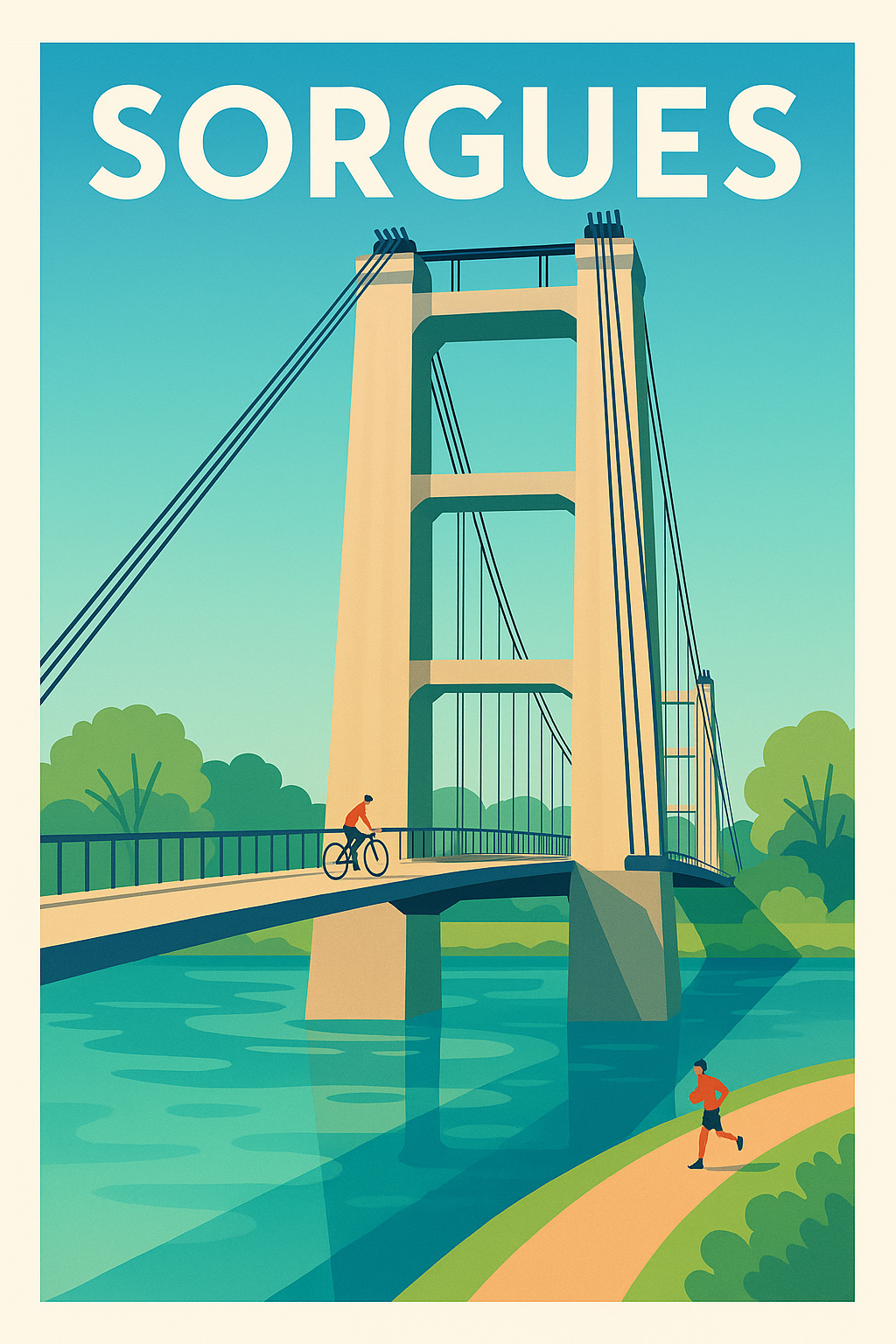 Affiche de Sorgues - L'élégance du Pont Suspendu