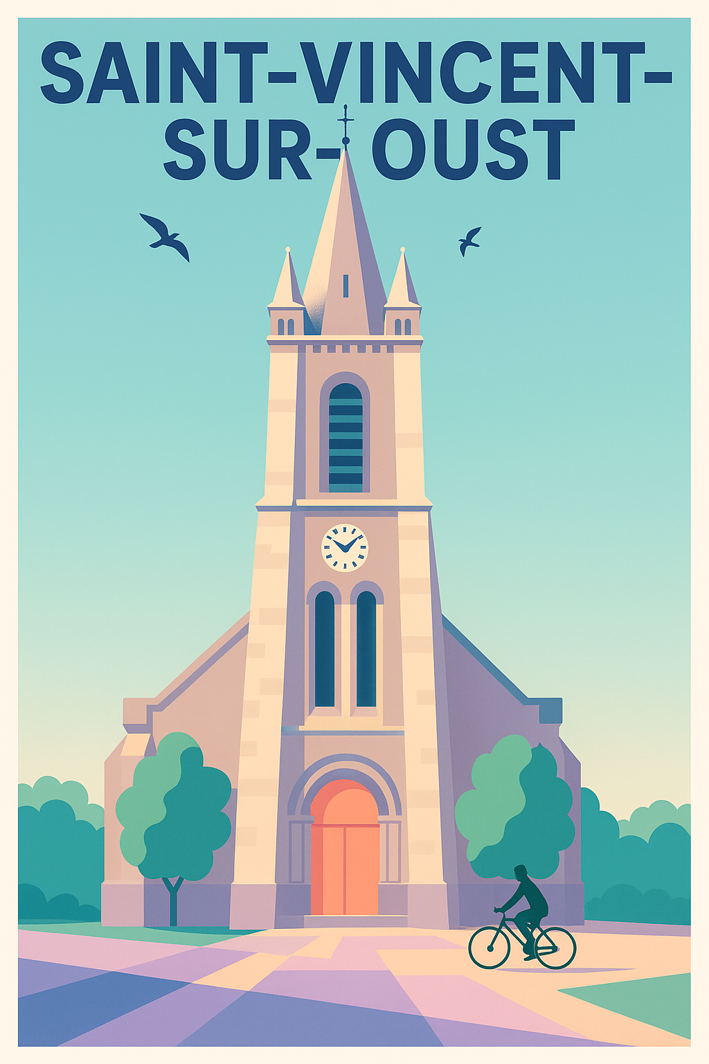 Affiche de Saint-Vincent-sur-Oust - L'élégance intemporelle de son clocher