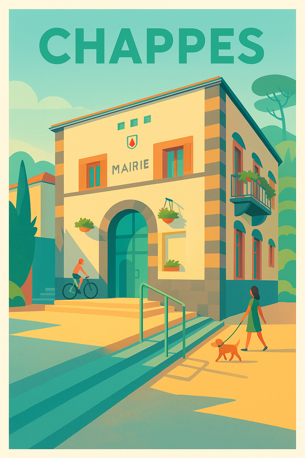 Affiche de Chappes - L'élégance tranquille de la mairie au soleil