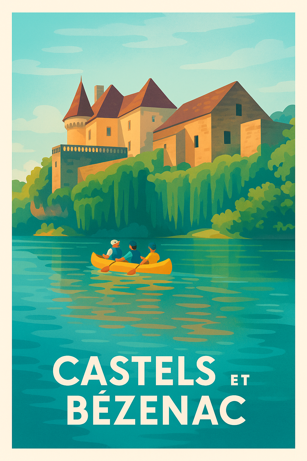 Affiche Castels et Bézenac — Charme et tranquillité au fil de l'eau · poster d'art de Castels et Bézenac