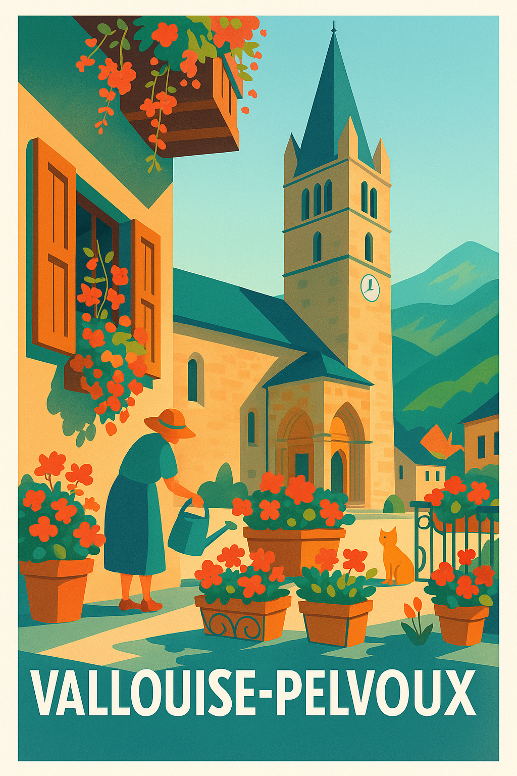 Affiche Vallouise-Pelvoux — Charme bucolique et nature préservée · poster d'art de Vallouise-Pelvoux