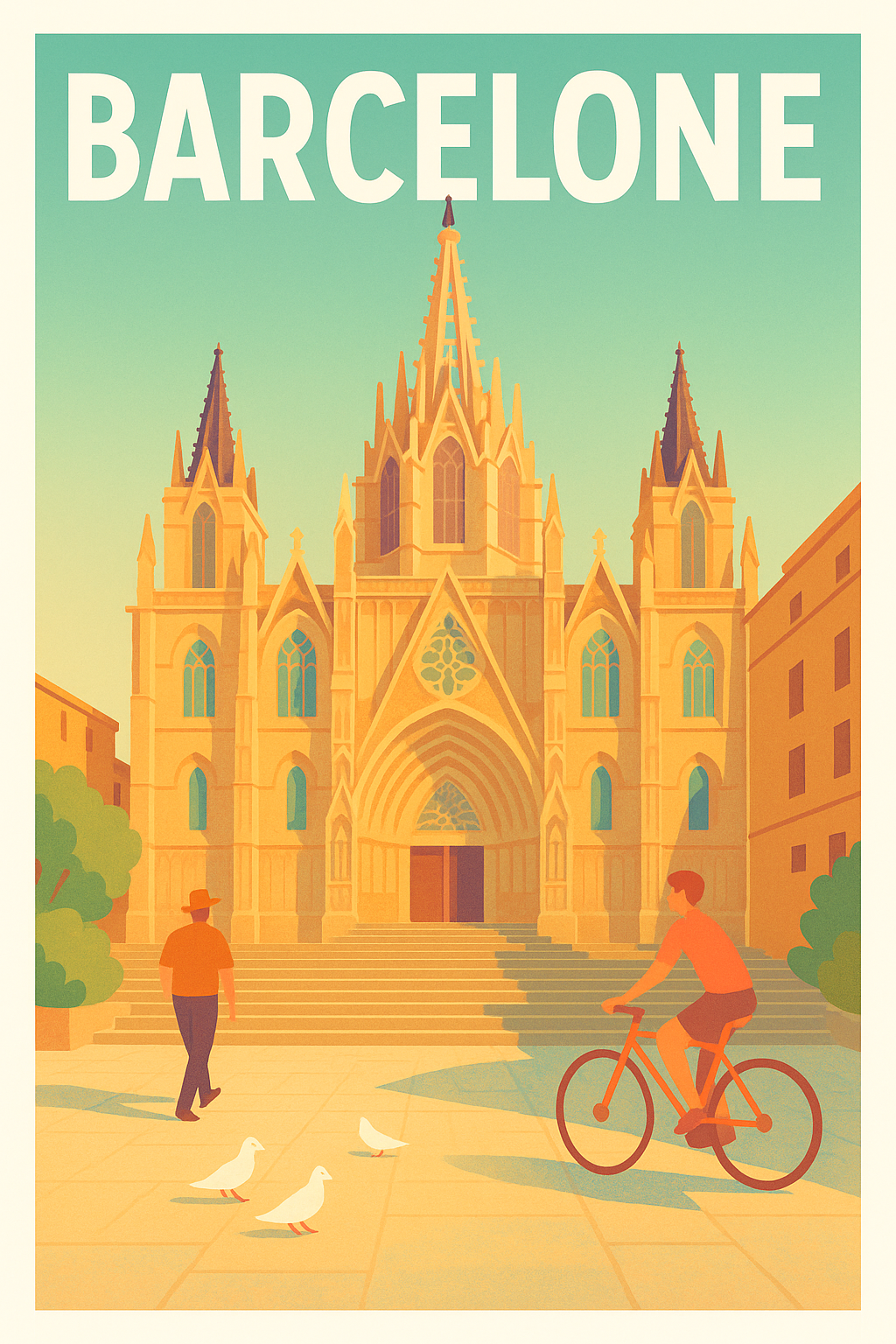 Affiche Barcelone — L'élégance intemporelle de la Cathédrale · poster d'art de Barcelone