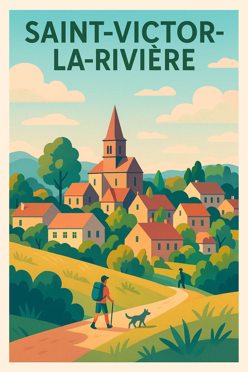Affiche Saint-Victor-la-Rivière — L'escapade paisible au cœur de la nature · poster d'art de Saint-Victor-la-Rivière