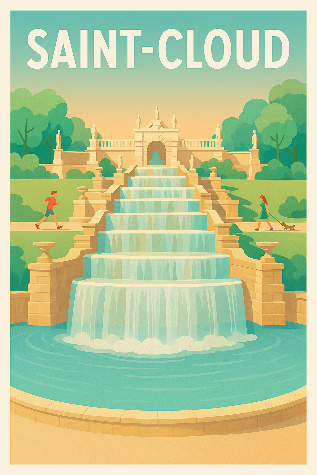 Affiche Saint-Cloud — L'élégance de la cascade majestueuse · poster d'art de Saint-Cloud