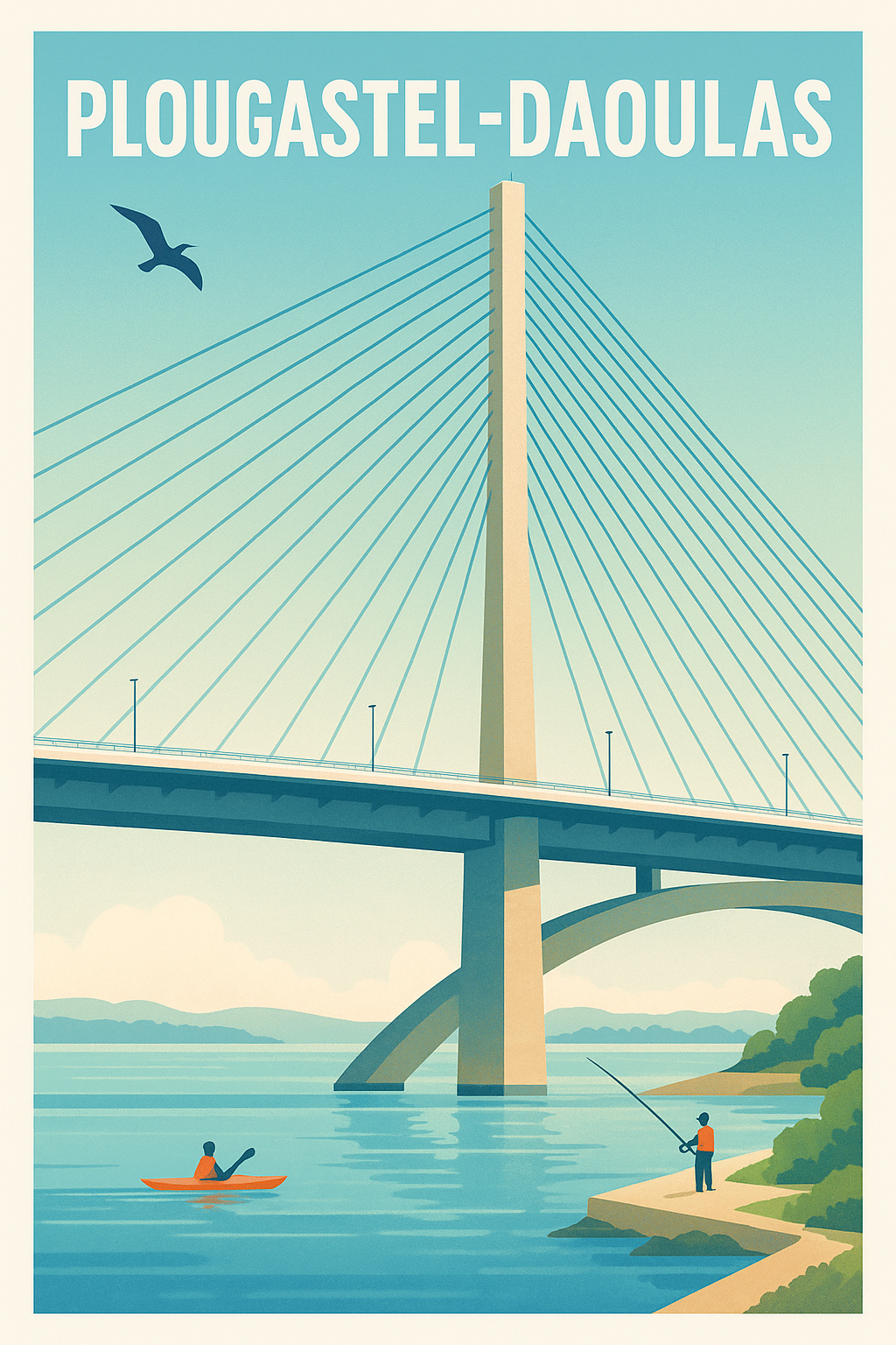Affiche de Plougastel-Daoulas - L'élégance du pont et la quiétude maritime