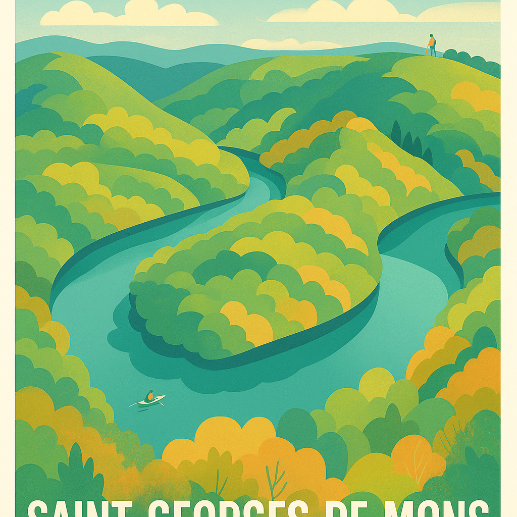 Affiche Saint-Georges-de-Mons - Harmonie nature et rivière sinueuse