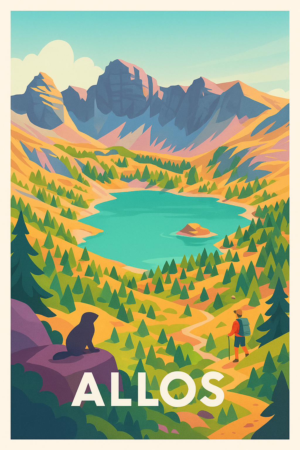 Affiche Allos — Invitation à l'aventure en pleine nature · poster d'art de Allos