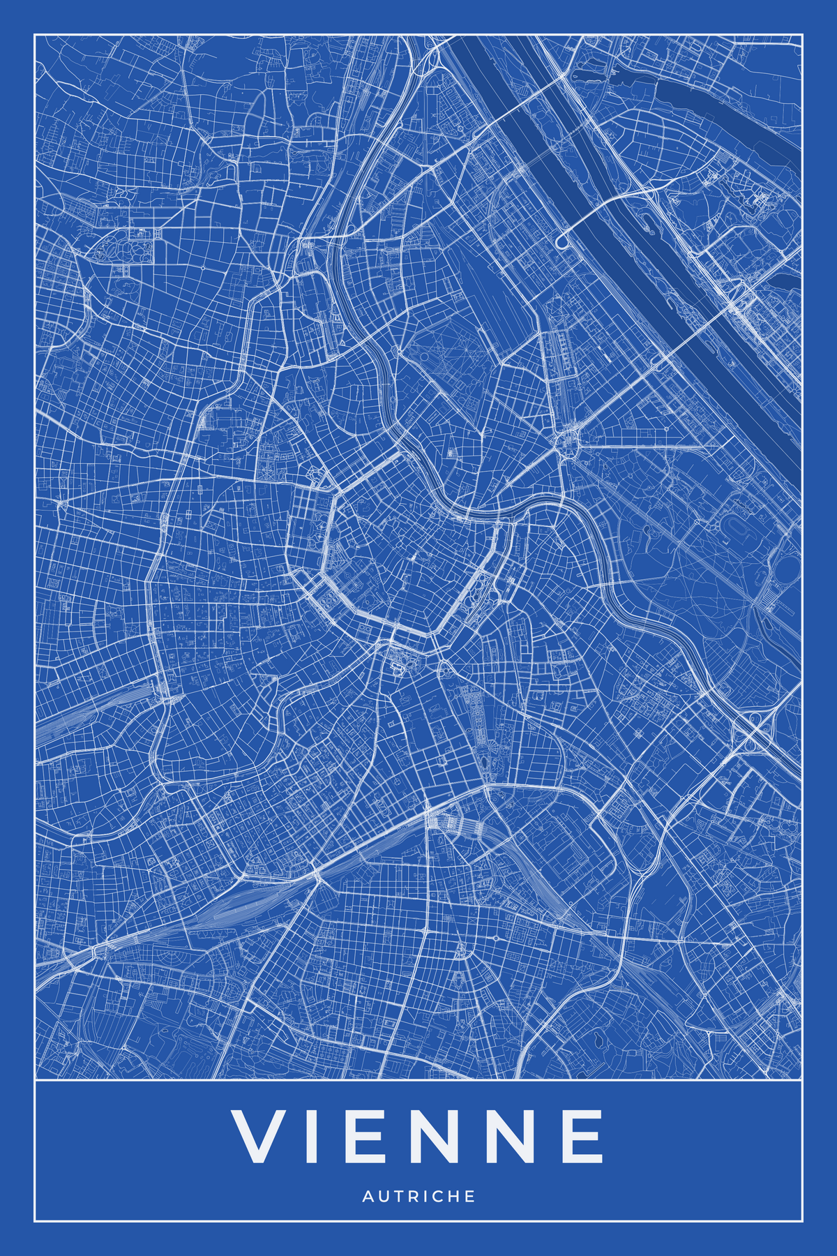 Carte de Vienne bleue - Affiche personnalisée