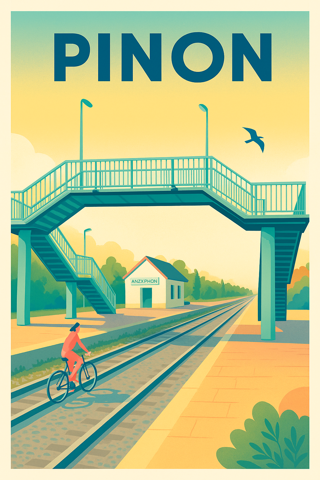 Affiche de Pinon - Escapade sereine au bord des rails