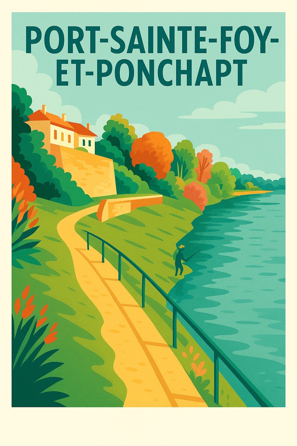 Affiche de Port-Sainte-Foy-et-Ponchapt - Ambiance paisible au bord de l'eau