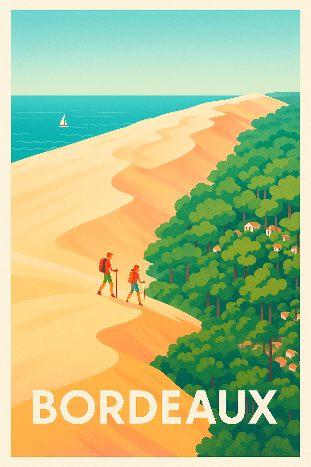 Affiche Bordeaux — Évasion entre dunes et forêts · poster d'art de Bordeaux