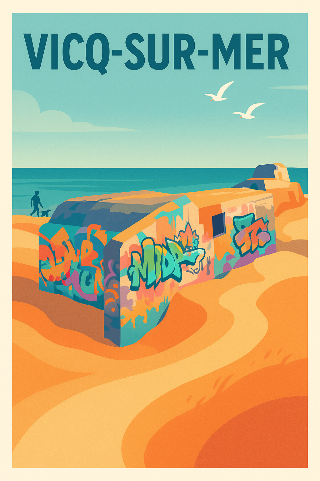 Affiche de Vicq-sur-Mer - Ambiance côtière et street art vibrant