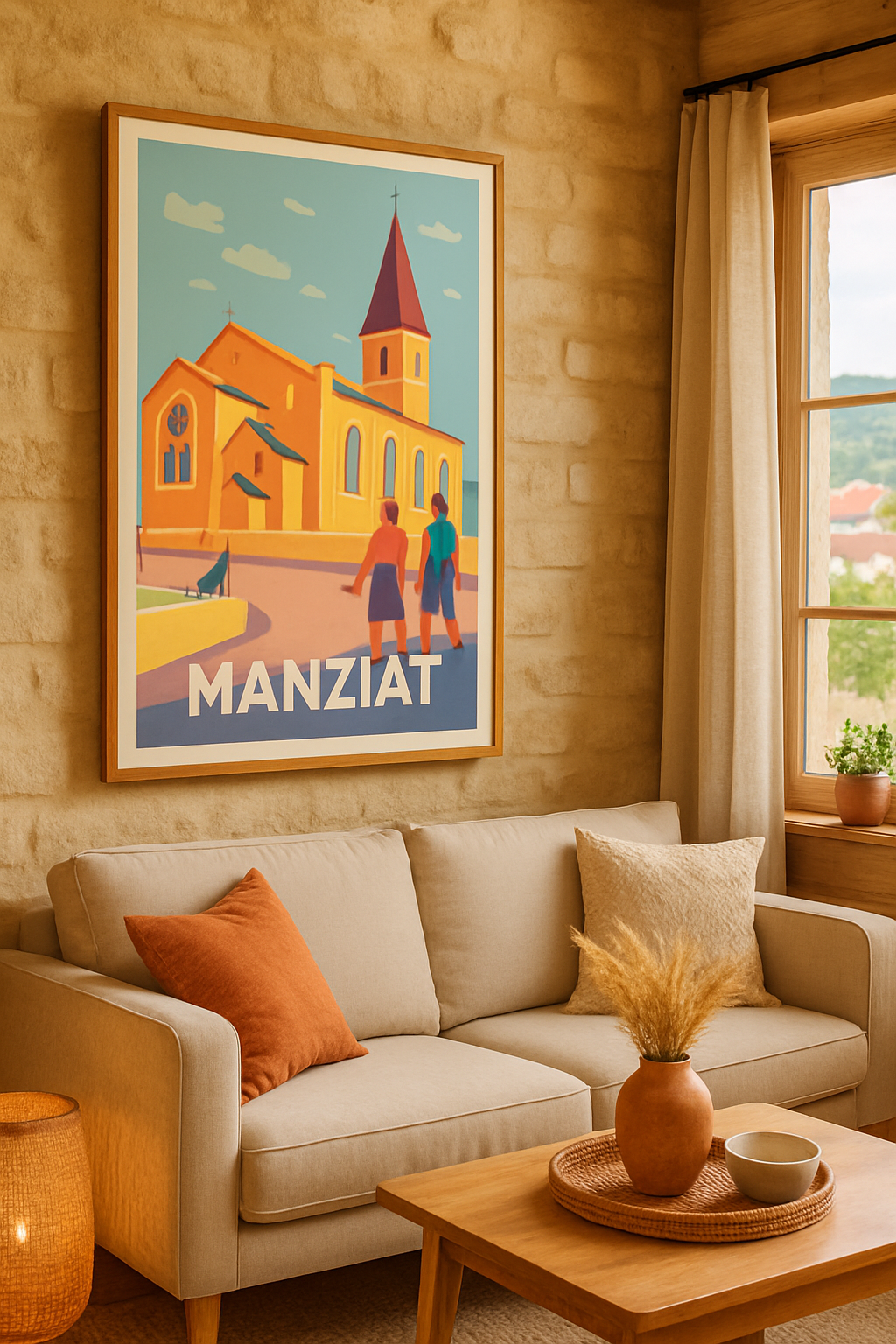 Mise en situation Affiche de Manziat - Charme et Sérénité d'un Village Authentique