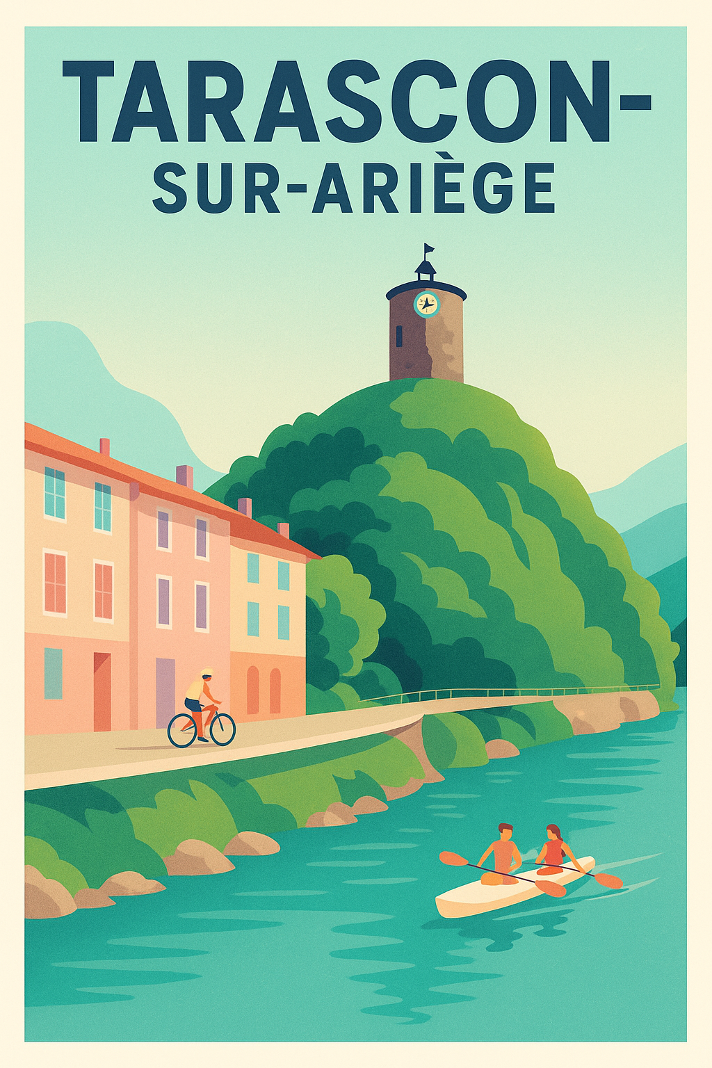Affiche de Tarascon-sur-Ariège - Le charme naturel au fil de l'eau