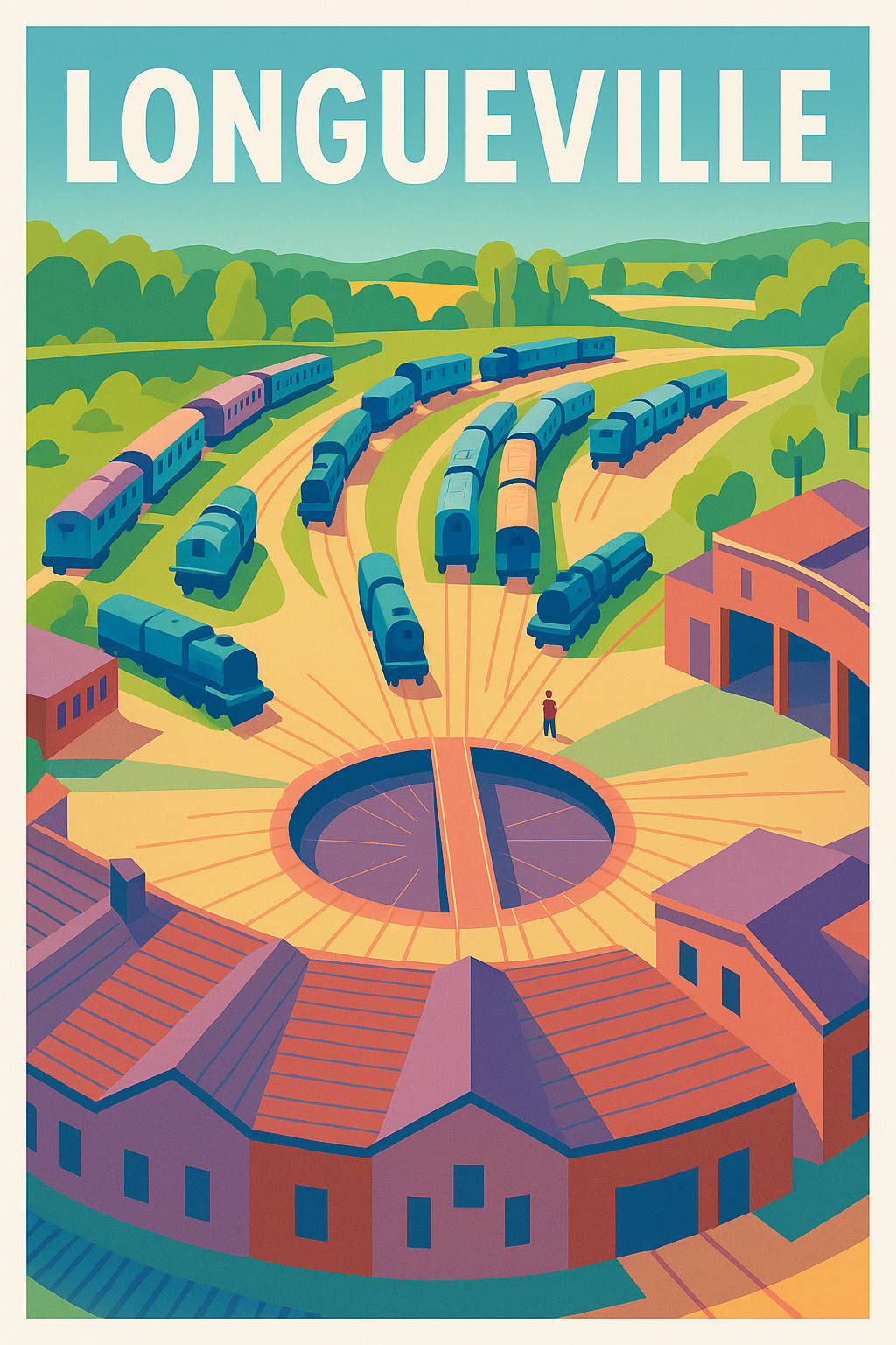 Affiche de Longueville - Escale vintage au cœur de la rotonde ferroviaire