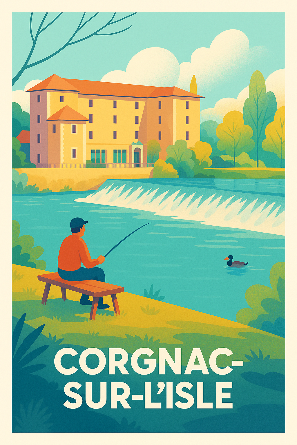 Affiche Cognac-sur-l'Isle — Sérénité au fil de l'eau · poster d'art de Cognac-sur-l'Isle