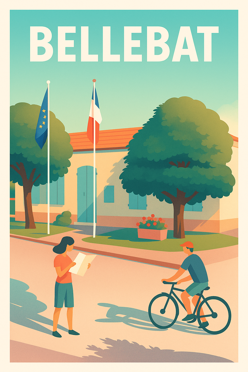 Affiche de Bellebat - Ambiance villageoise ensoleillée
