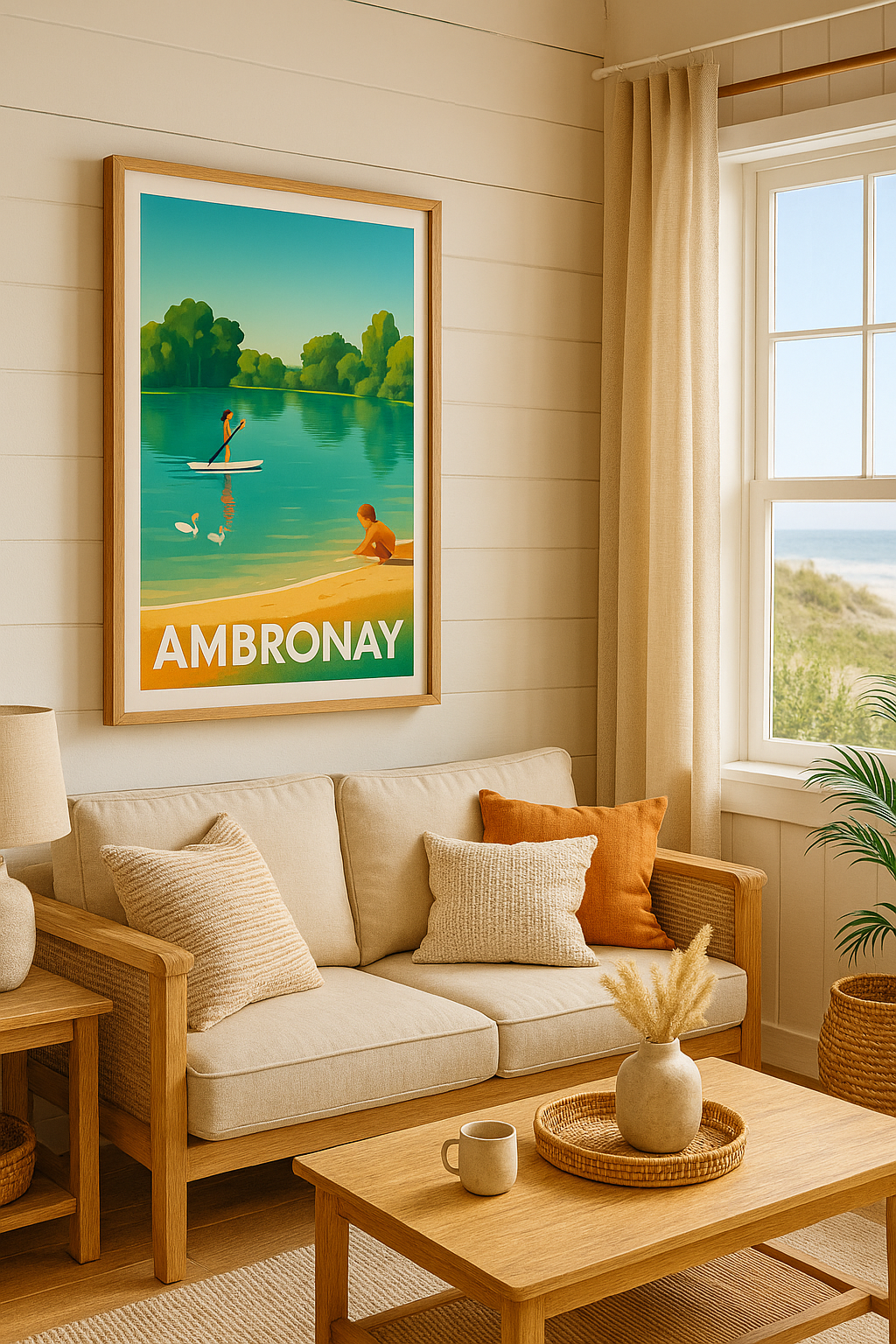 Affiche Ambronay — Évasion paisible au fil de l'eau · poster d'art de Ambronay