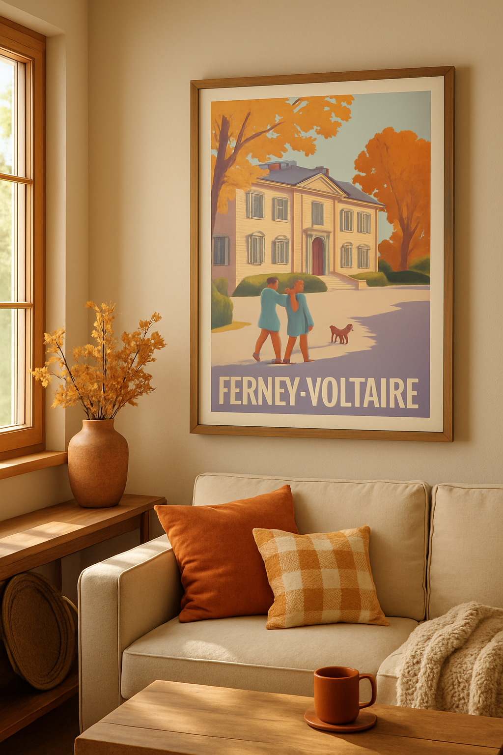 Affiche Ferney-Voltaire — Promenade automnale en douceur · poster d'art de Ferney-Voltaire