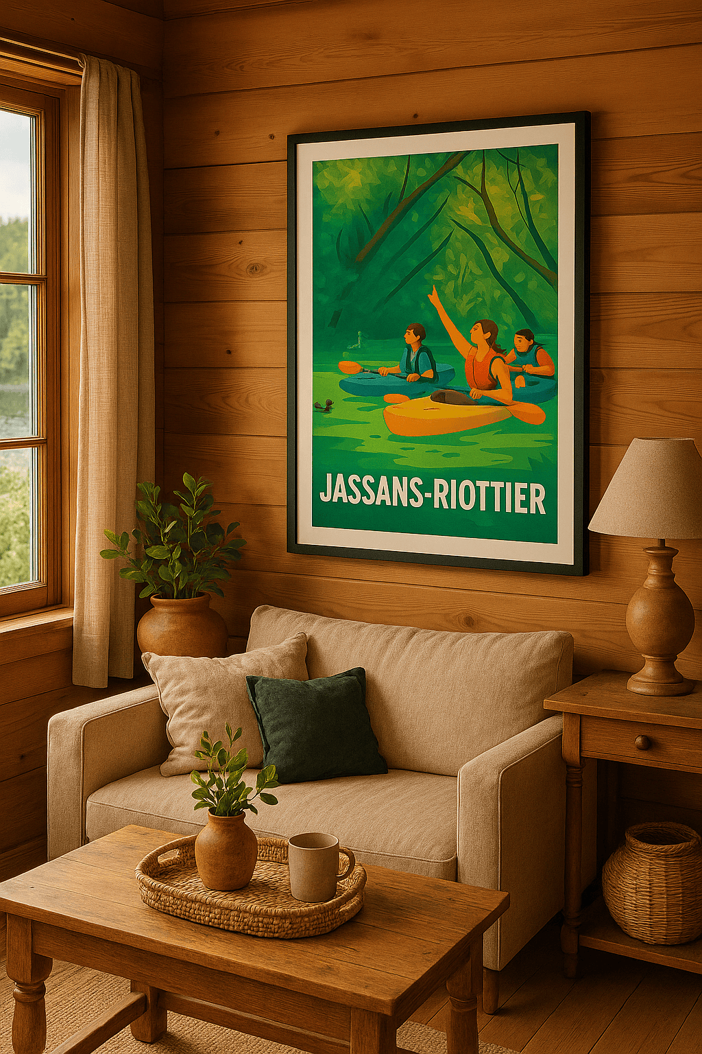 Affiche Jassans-Riottier — Évasion Nature et Aventure en Canoë · poster d'art de Jassans-Riottier
