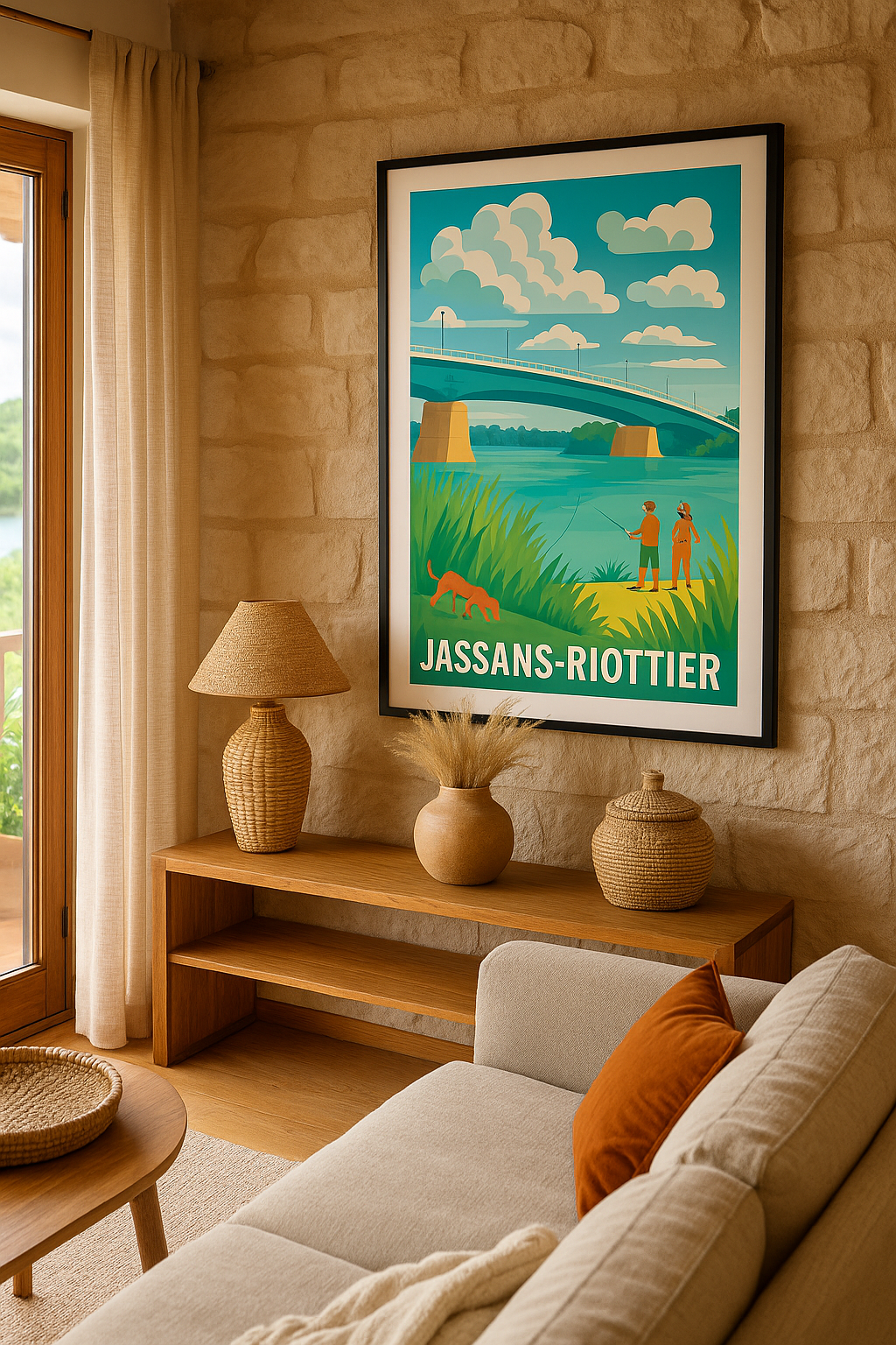 Affiche Jassans-Riottier — Plénitude au bord de l'eau · poster d'art de Jassans-Riottier