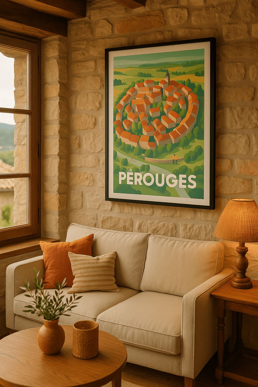 Affiche Pérouges — Un joyau médiéval au cœur de la nature · poster d'art de Pérouges