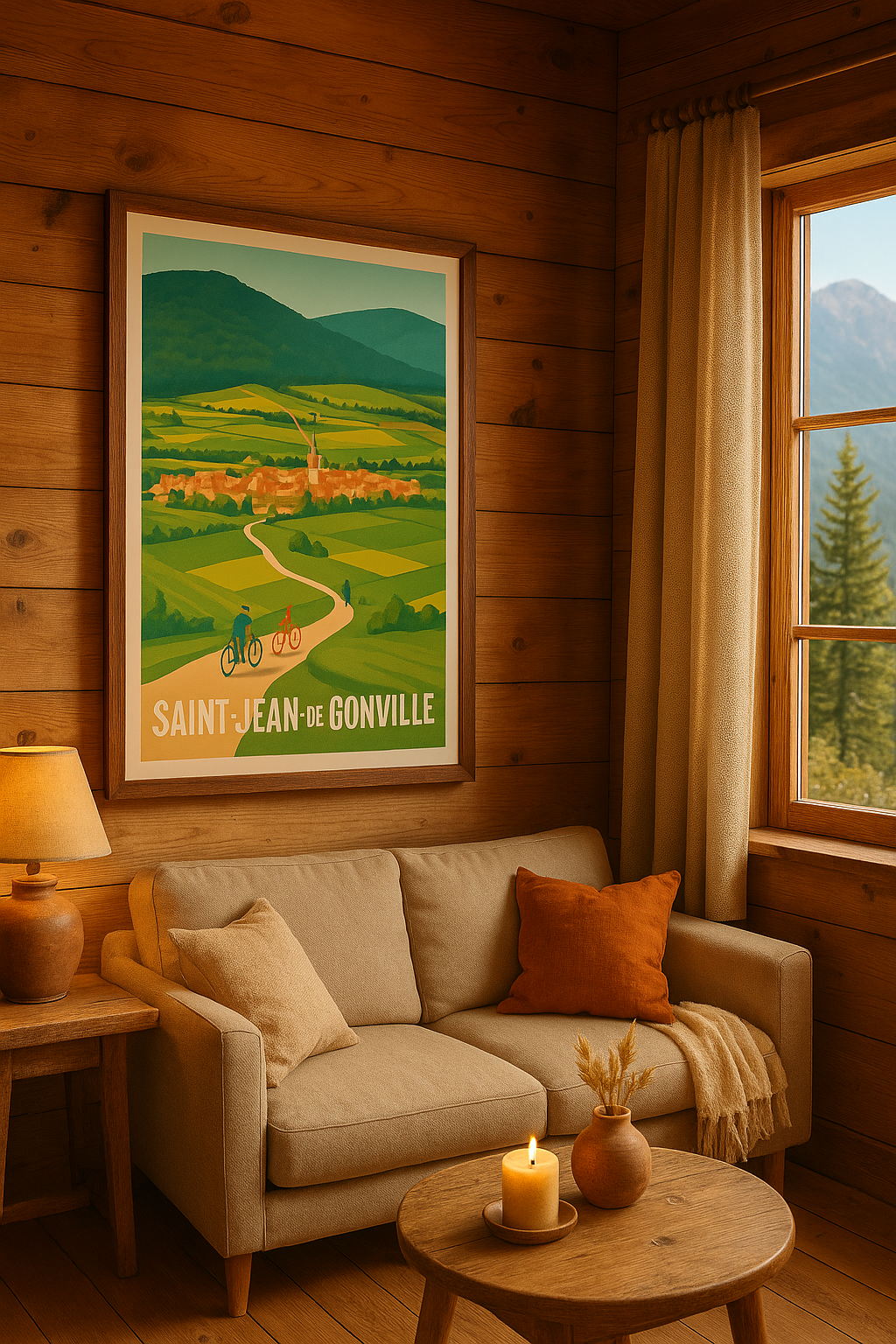 Affiche Saint-Jean-de-Gonville — Escapade champêtre à vélo · poster d'art de Saint-Jean-de-Gonville
