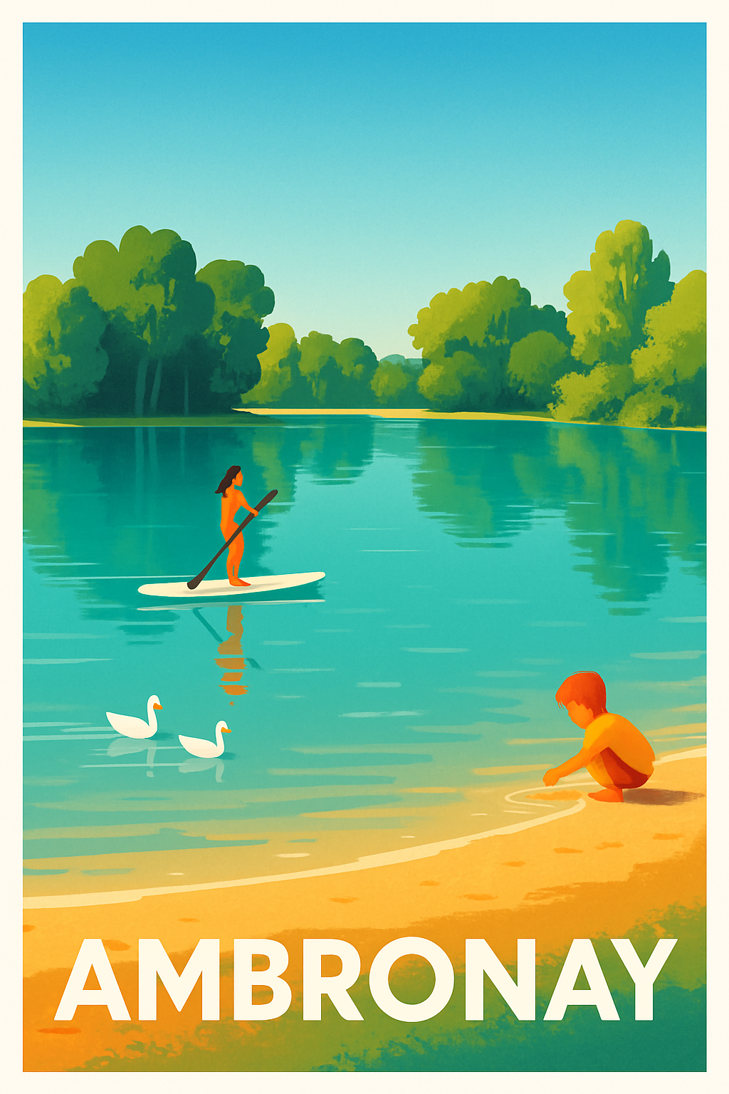 Affiche Ambronay — Évasion paisible au fil de l'eau · poster d'art de Ambronay