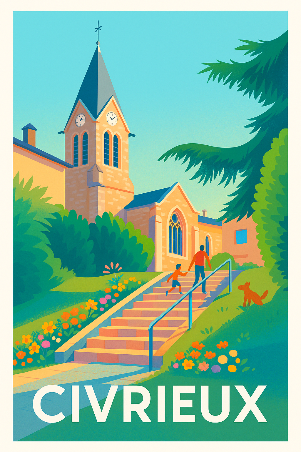 Ain France Pas de Cadre / 20 × 30cm Affiche de Civrieux - Charme paisible et fleuri au cœur du village