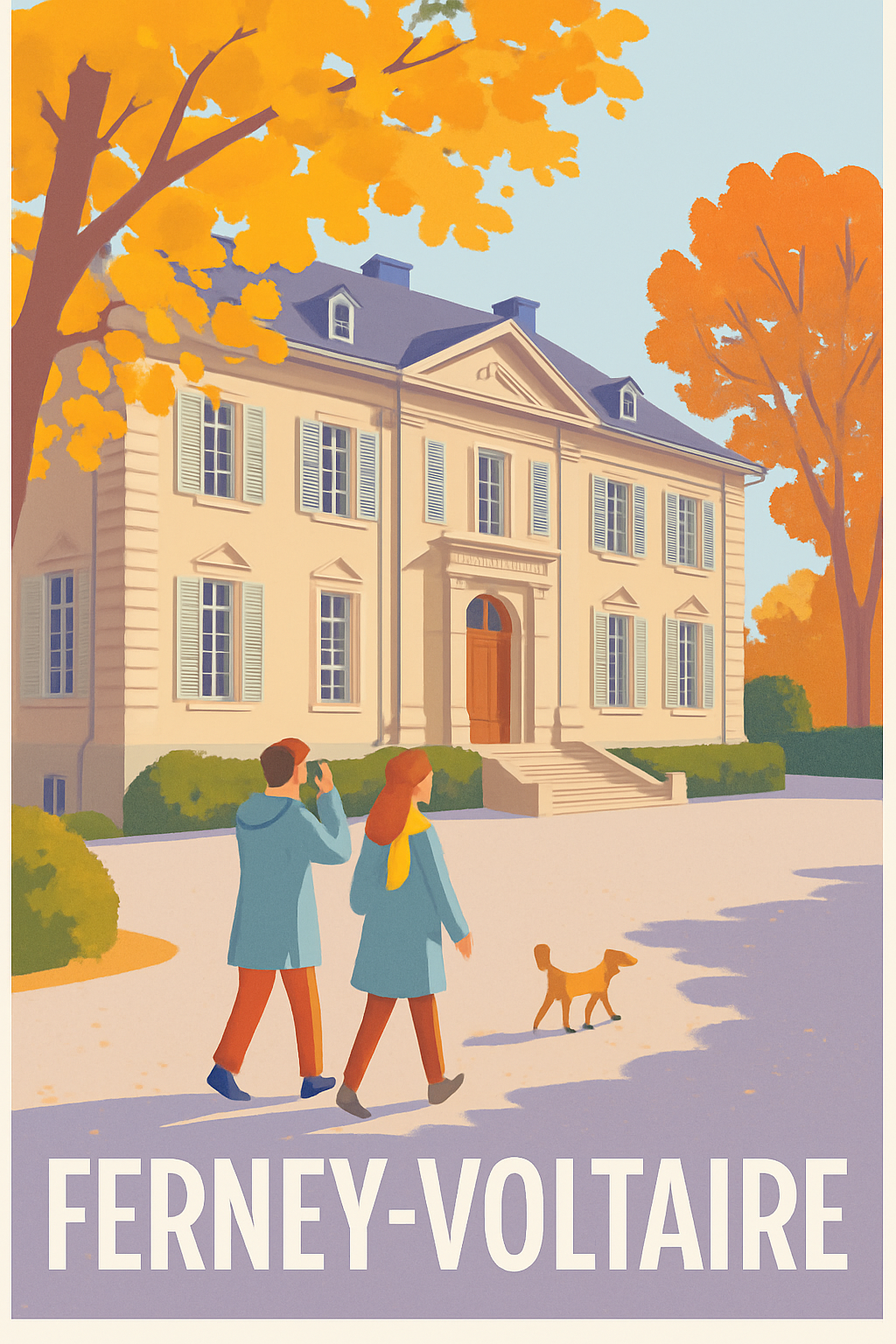 Affiche Ferney-Voltaire — Promenade automnale en douceur · poster d'art de Ferney-Voltaire