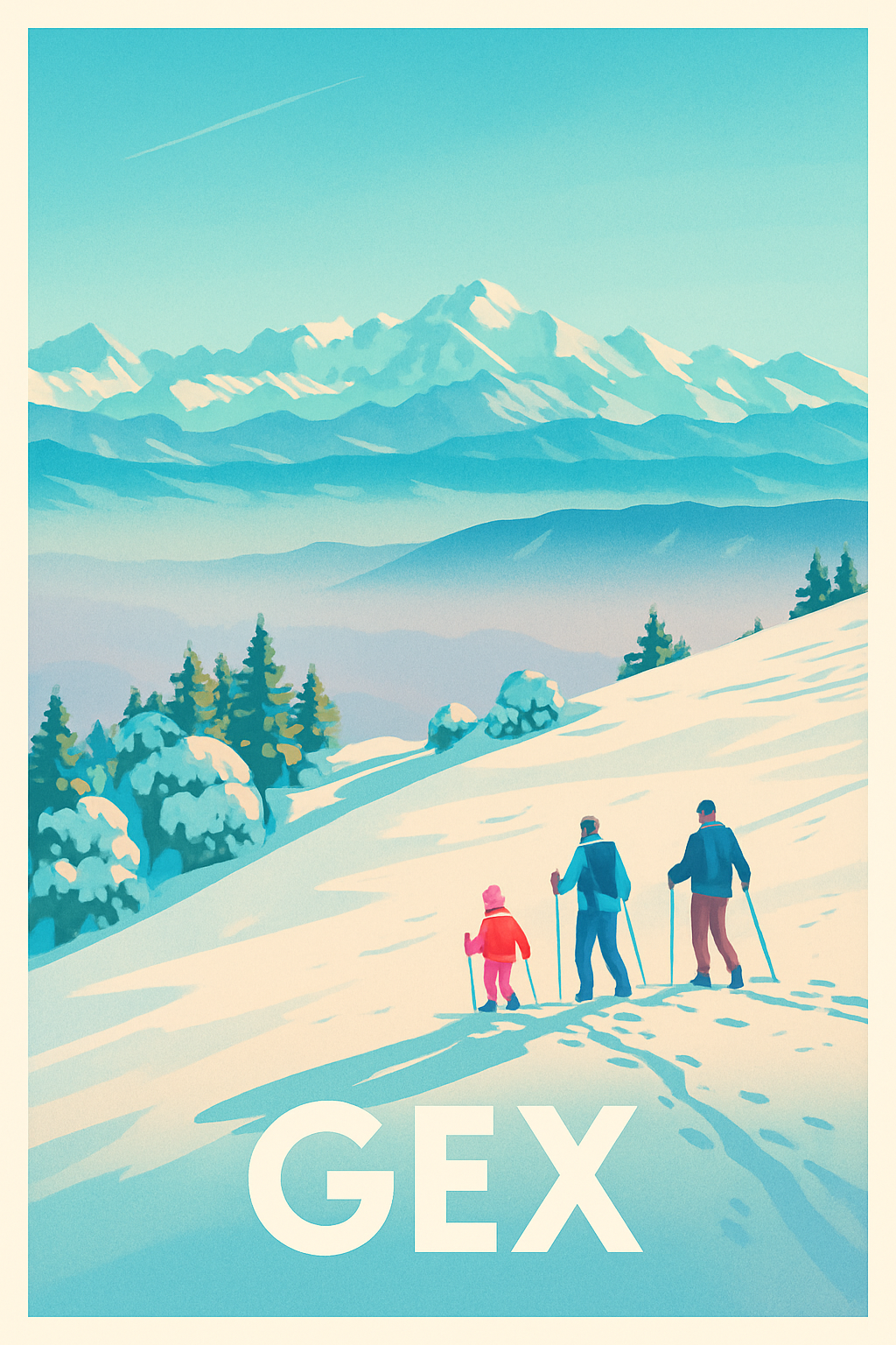 Ain France Pas de Cadre / 20 × 30cm Affiche de Gex - Évasion hivernale au cœur des montagnes