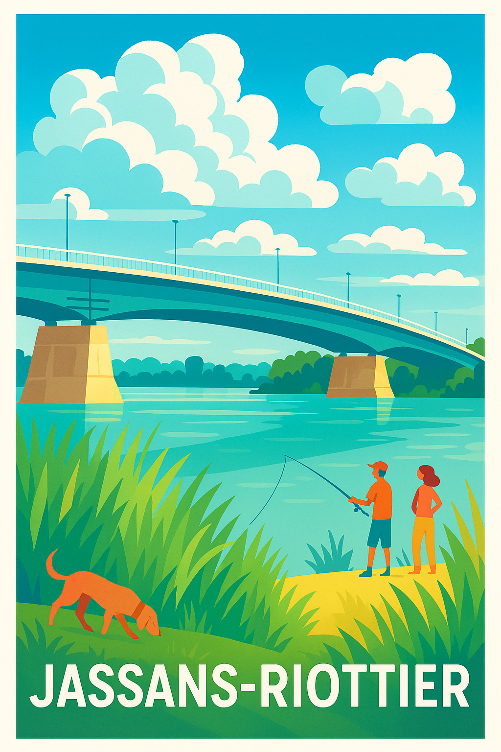 Affiche Jassans-Riottier — Plénitude au bord de l'eau · poster d'art de Jassans-Riottier