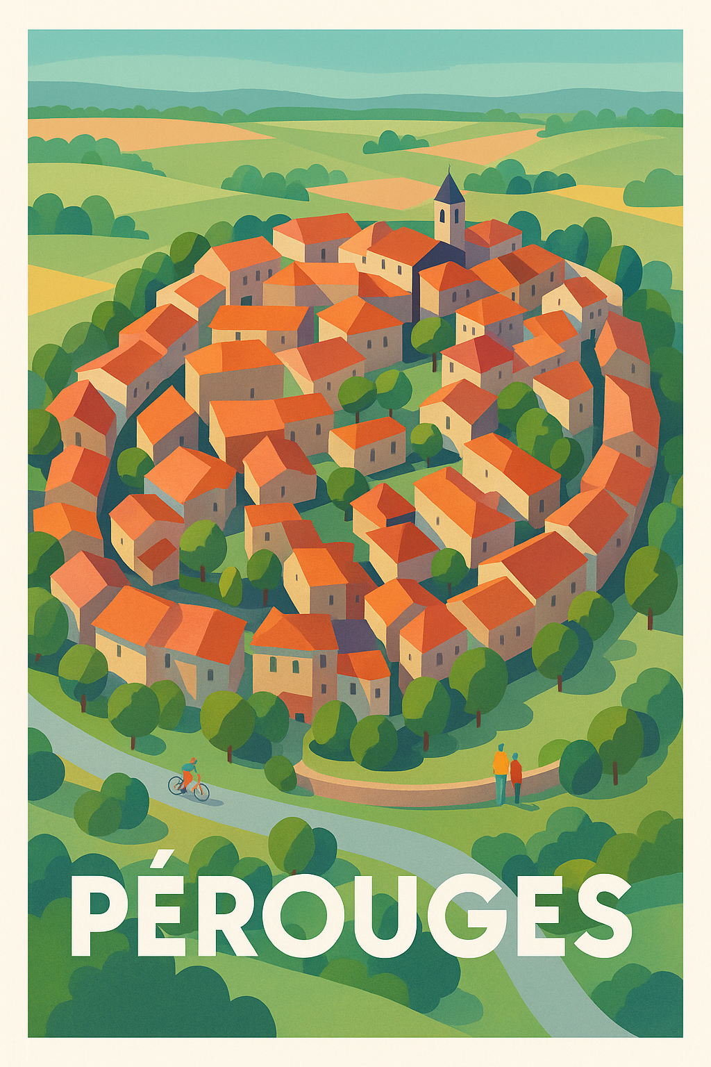 Ain France Pas de Cadre / 20 × 30cm Affiche de Pérouges - Un joyau médiéval au cœur de la nature