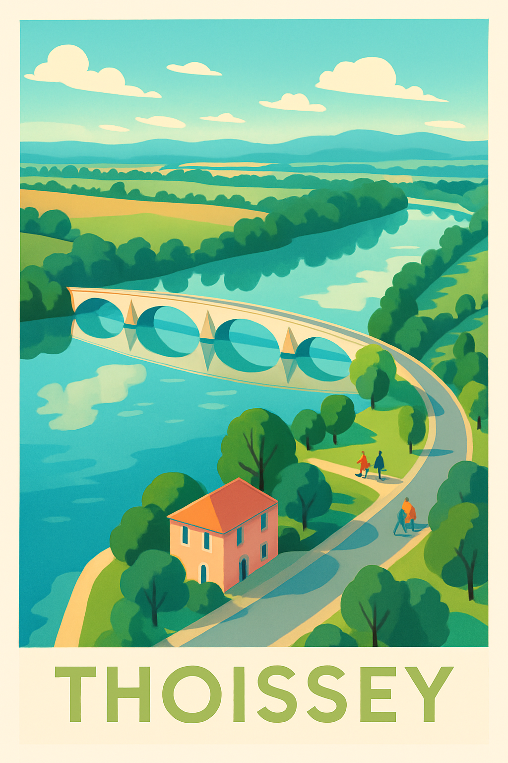Ain France Pas de Cadre / 20 × 30cm Affiche de Thoissey - Charme et sérénité au fil de l'eau
