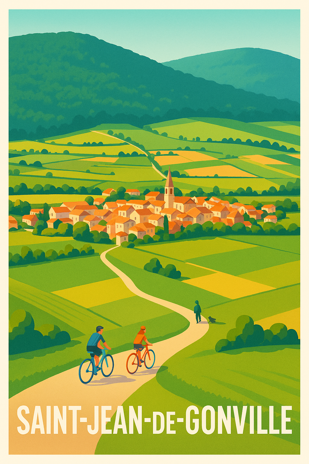 Affiche Saint-Jean-de-Gonville — Escapade champêtre à vélo · poster d'art de Saint-Jean-de-Gonville