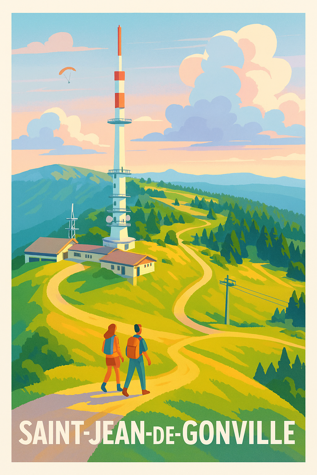 Ain France Pas de Cadre / 20 × 30cm Affiche Saint-Jean-de-Gonville - Invitation à la randonnée en pleine nature