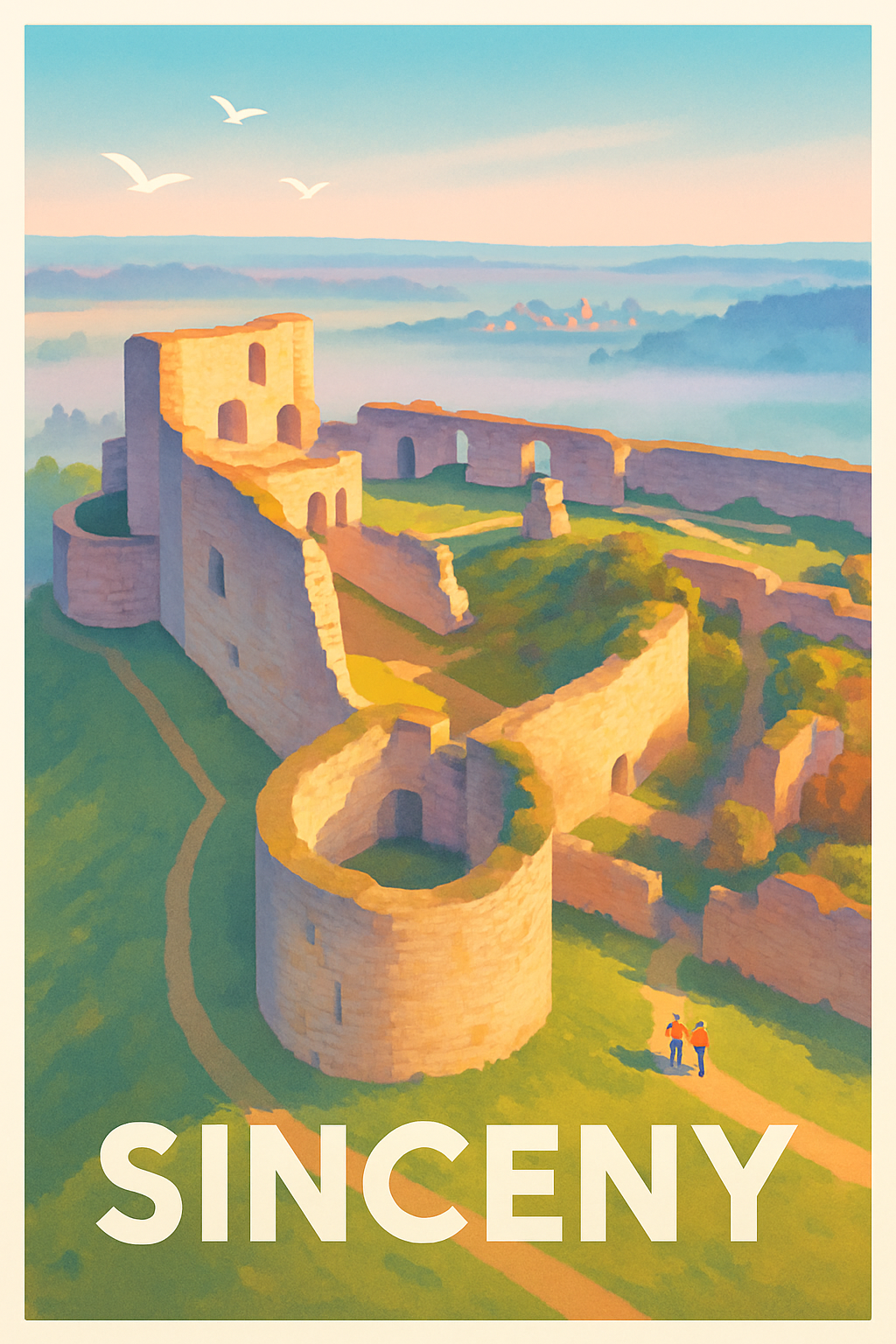 Aisne France Pas de Cadre / 20 × 30cm Affiche de Sinceny - Voyage au cœur des ruines historiques