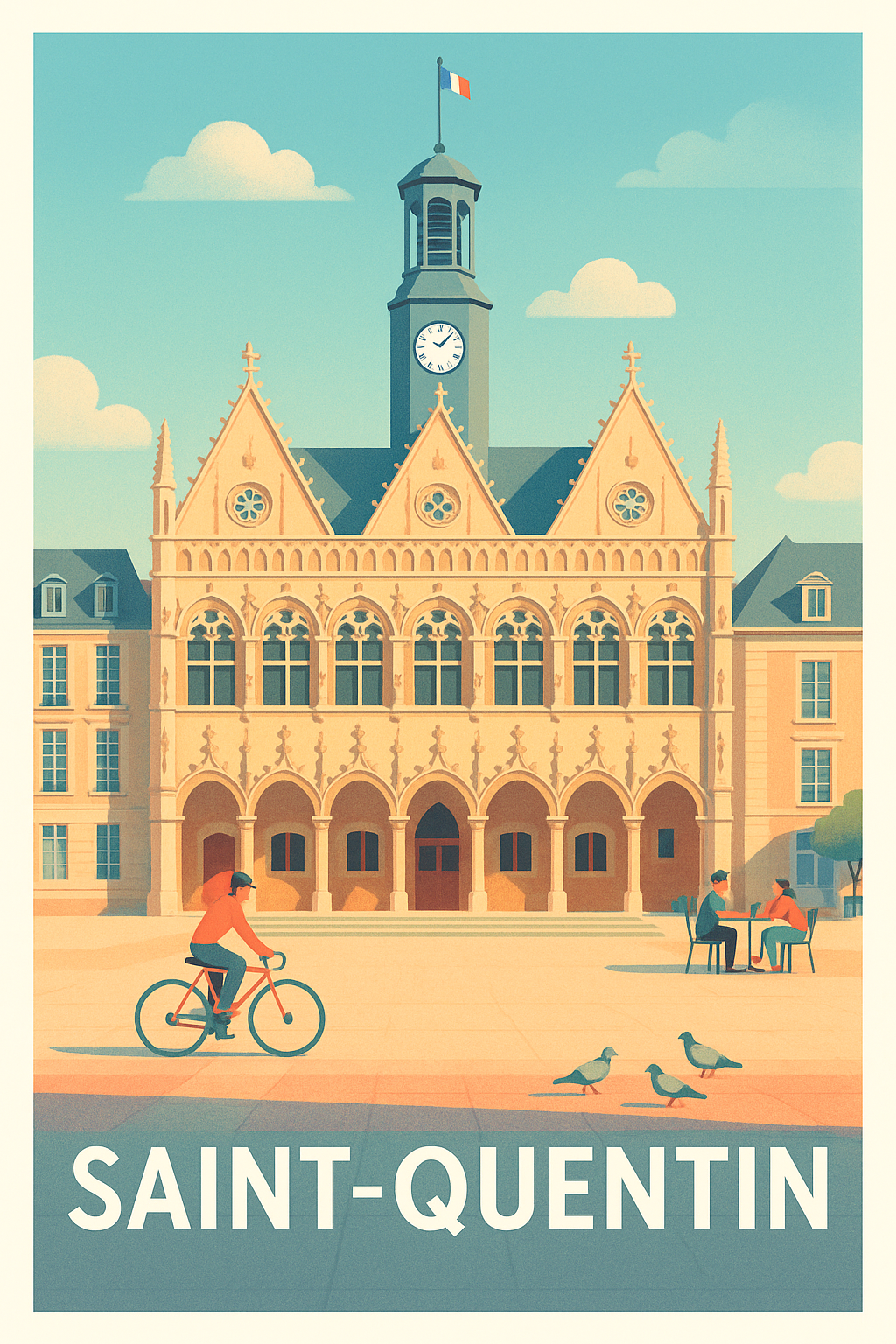 Aisne France Pas de Cadre / 20 × 30cm Affiche Saint-Quentin - Élégance et histoire en plein cœur