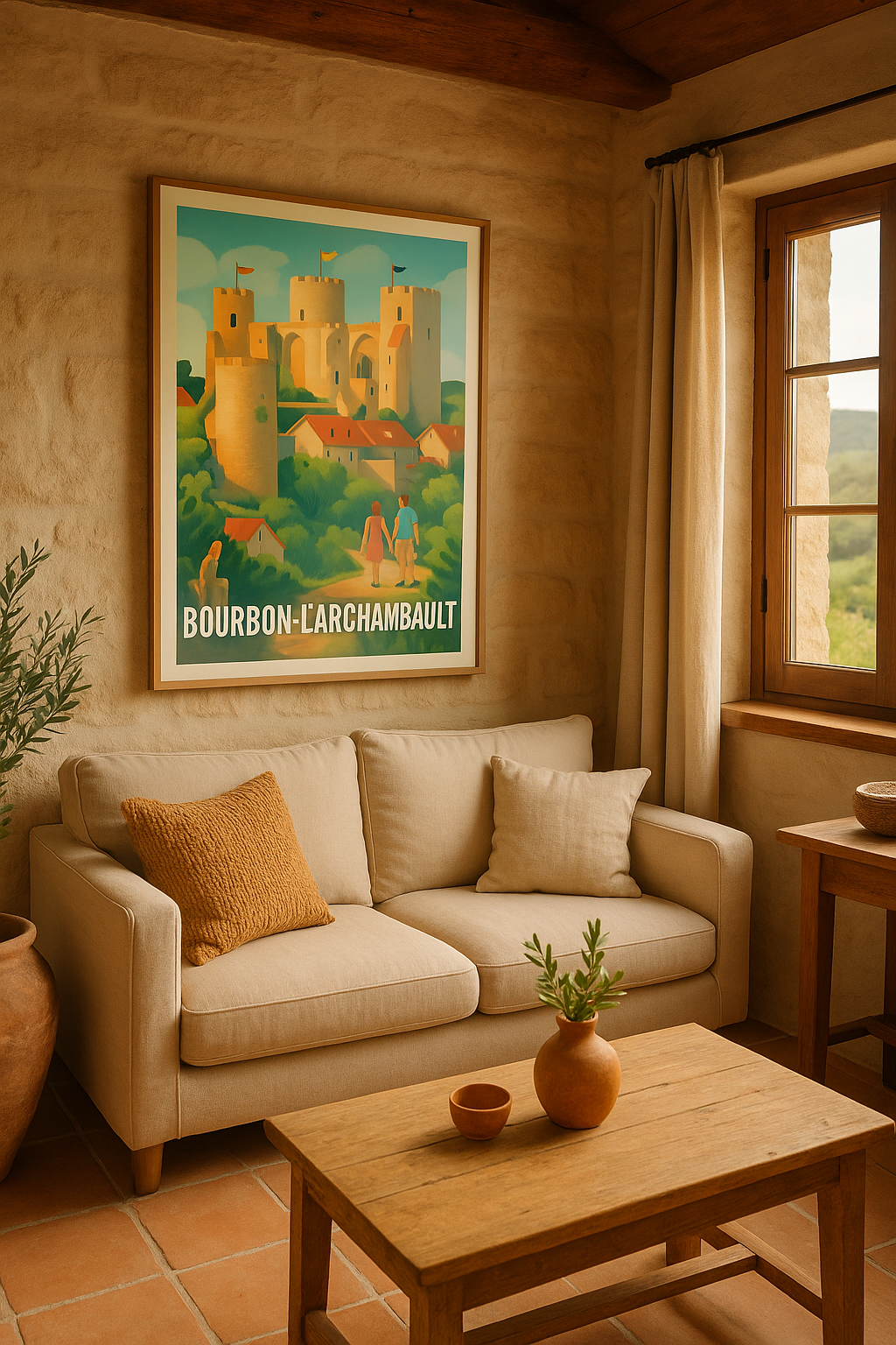 Allier France Affiche de Bourbon-l'Archambault - Un voyage romantique au cœur d’un patrimoine médiéval