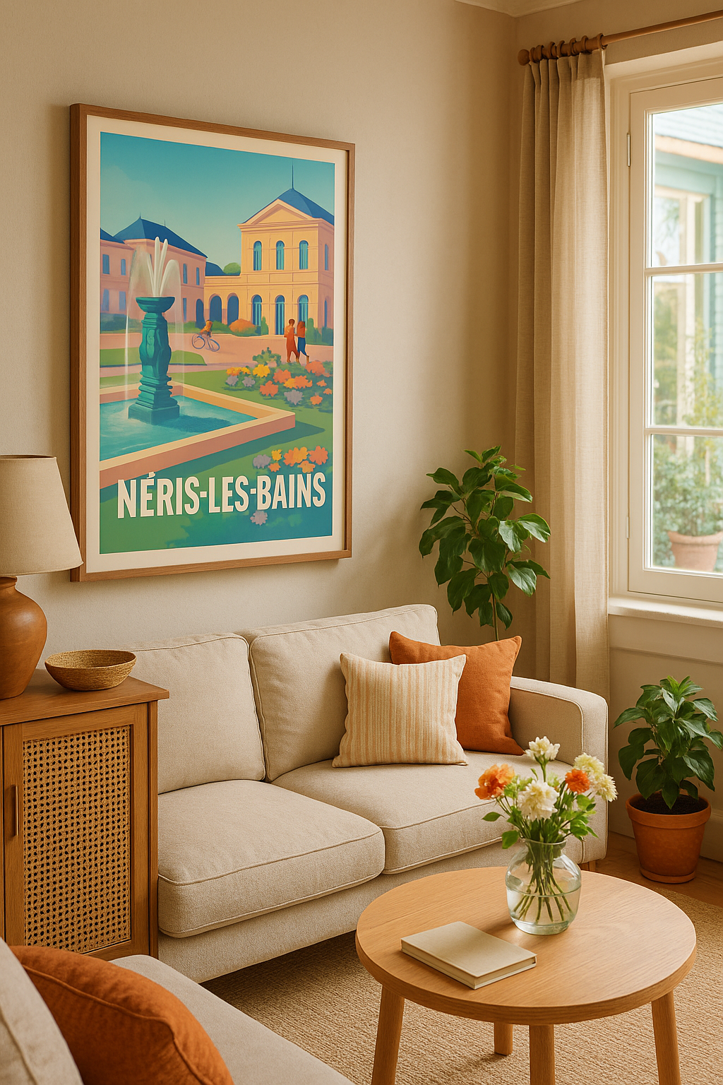 Allier France Affiche de Néris-les-Bains - Charme et Sérénité au Cœur des Thermes