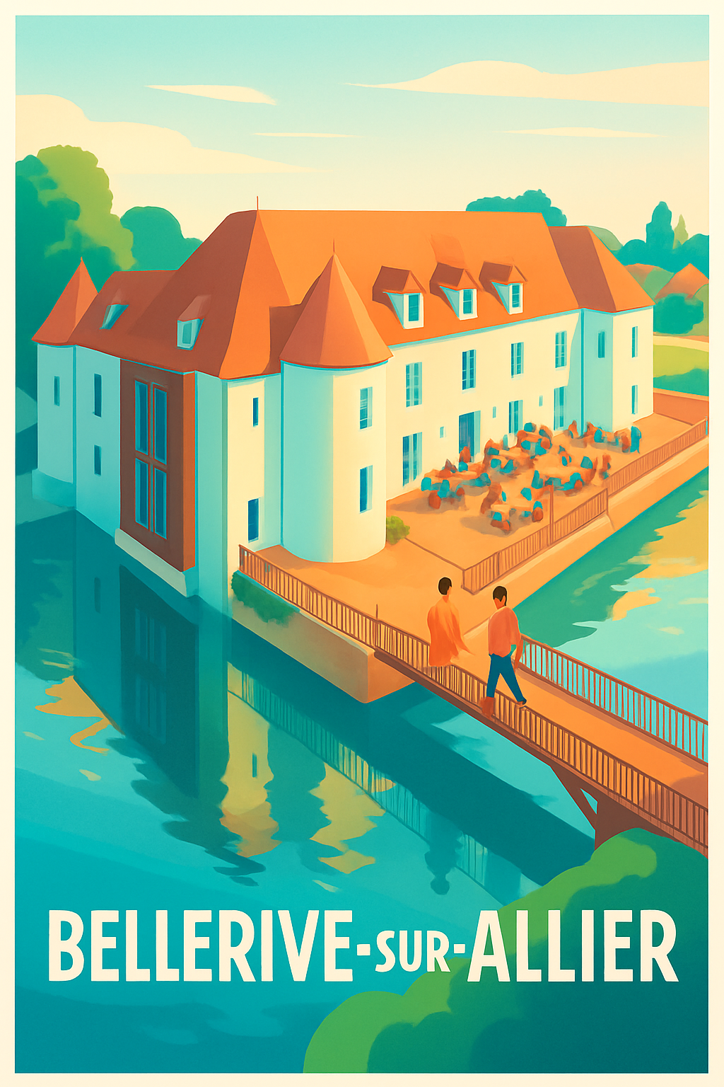 Allier France Pas de Cadre / 20 × 30cm Affiche de Bellerive-sur-Allier - Charme et tranquillité au bord de l'eau