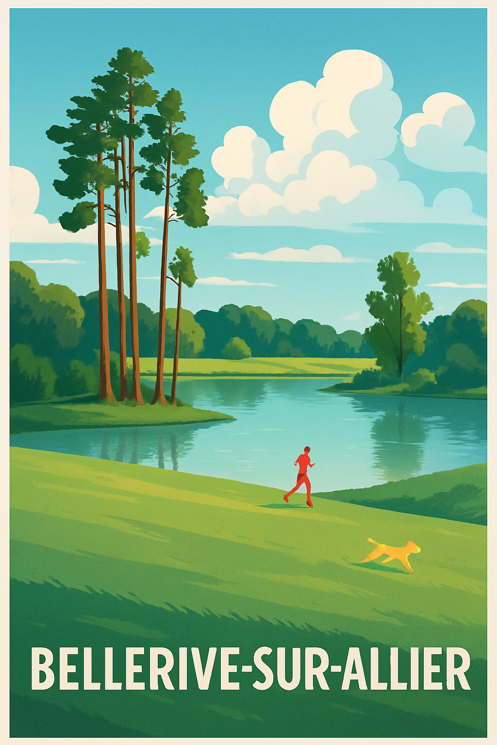 Allier France Pas de Cadre / 20 × 30cm Affiche de Bellerive-sur-Allier - Escapade nature au bord de l'eau