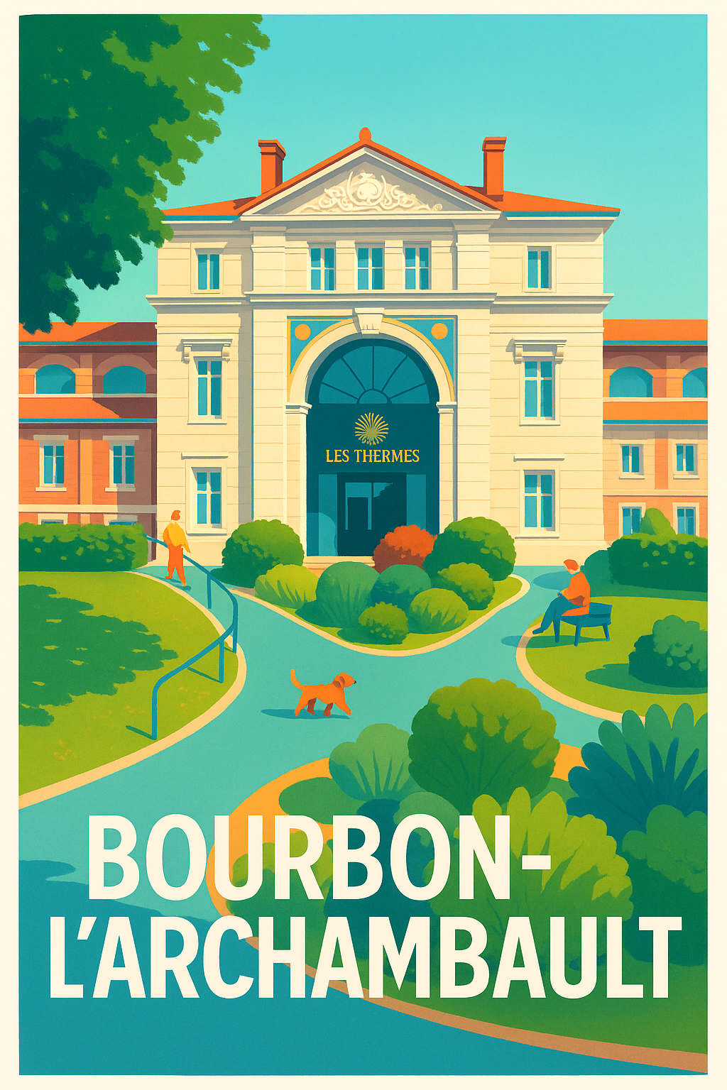 Allier France Pas de Cadre / 20 × 30cm Affiche de Bourbon-l'Archambault - L'élégance thermale à portée de main