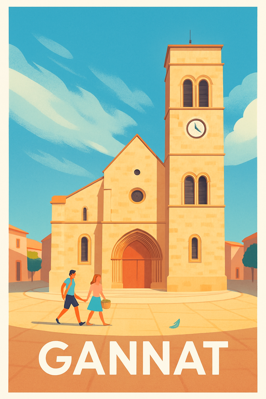 Allier France Pas de Cadre / 20 × 30cm Affiche de Gannat - Charme Provençal et Lumière Méditerranéenne